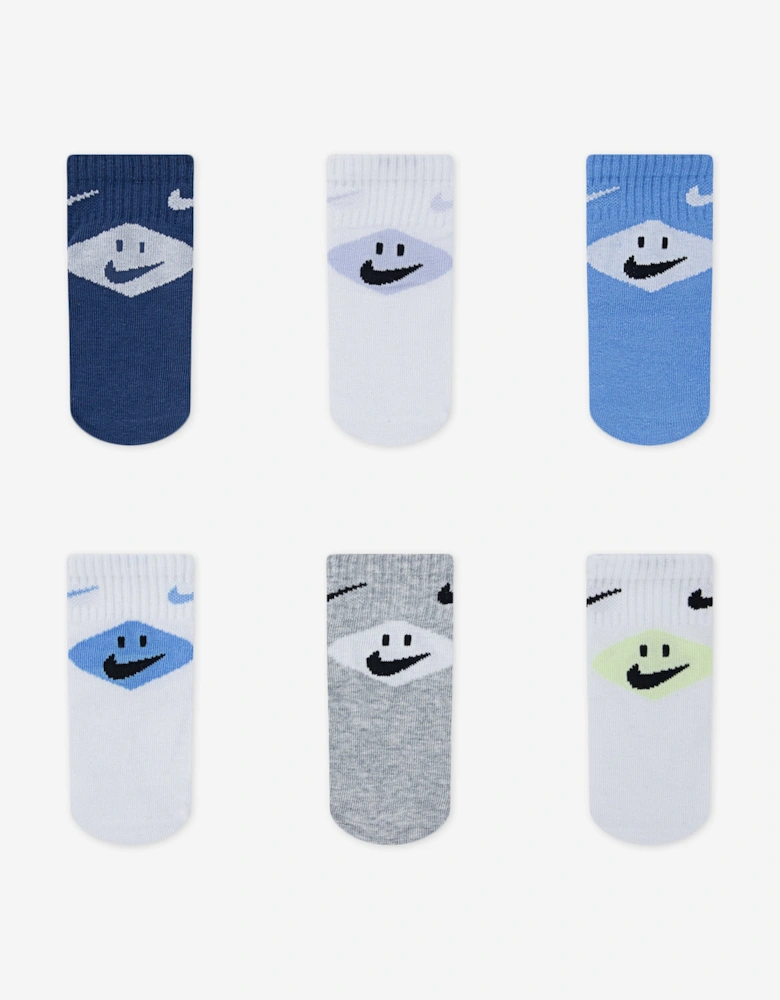 Baby 6 Pack Smiley Ankle Socks Set in Navy