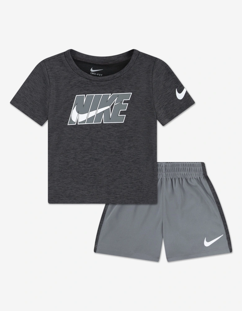 Boys Dropset T-Shirt and Shorts Set in Grey