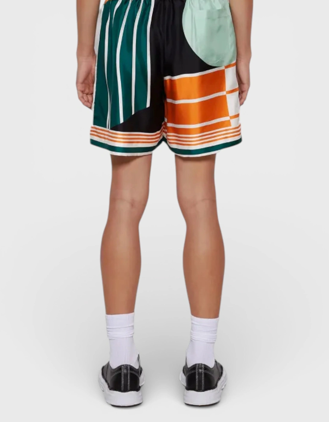 Drawstring Silk Shorts Court Abstrait