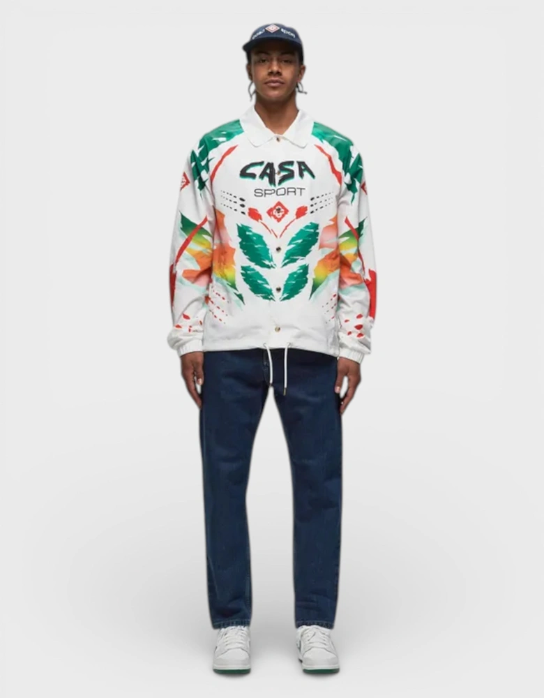 Printed Coach Jacket Casa Moto White
