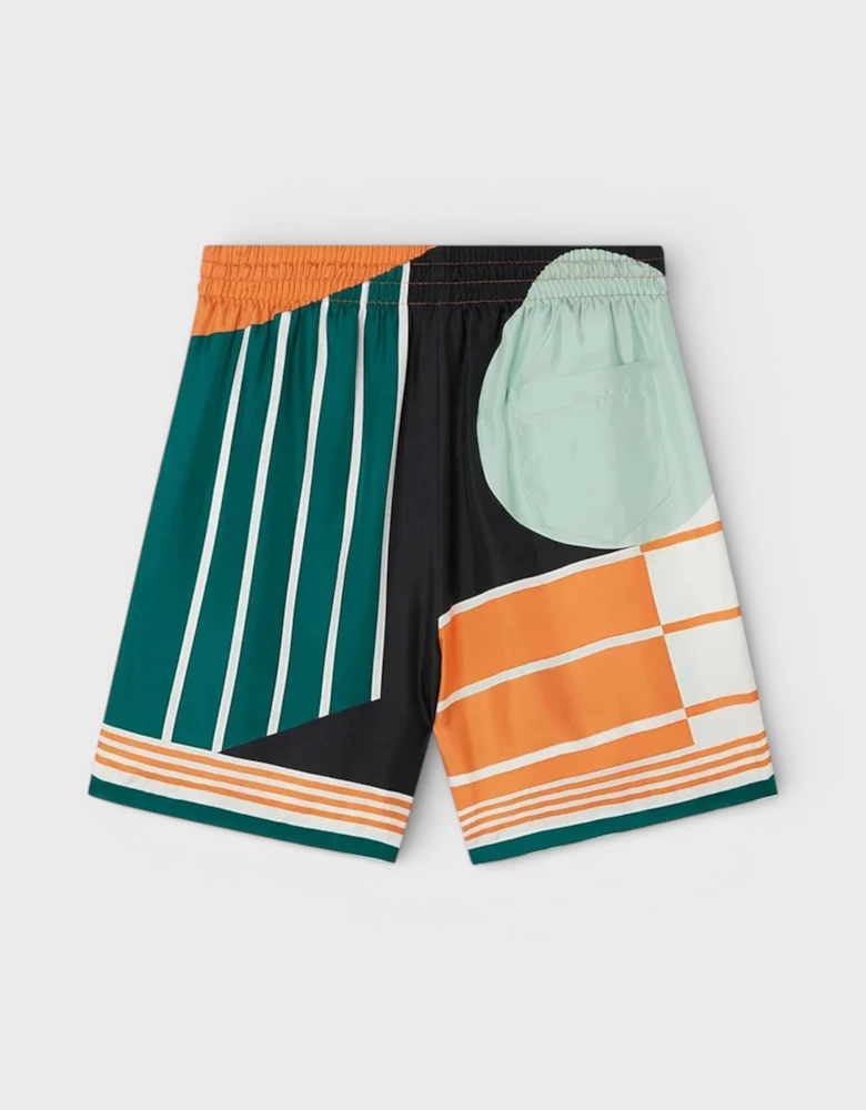 Drawstring Silk Shorts Court Abstrait