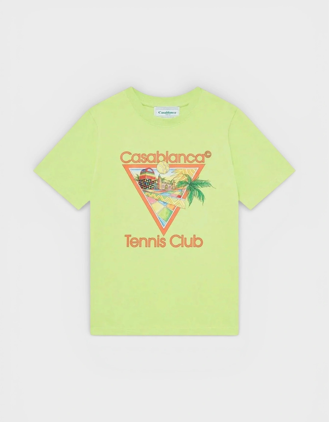 Casablanca Men's Yellow Printed T-Shirt Afro Cubism Tennis Club Pale Green  40 L