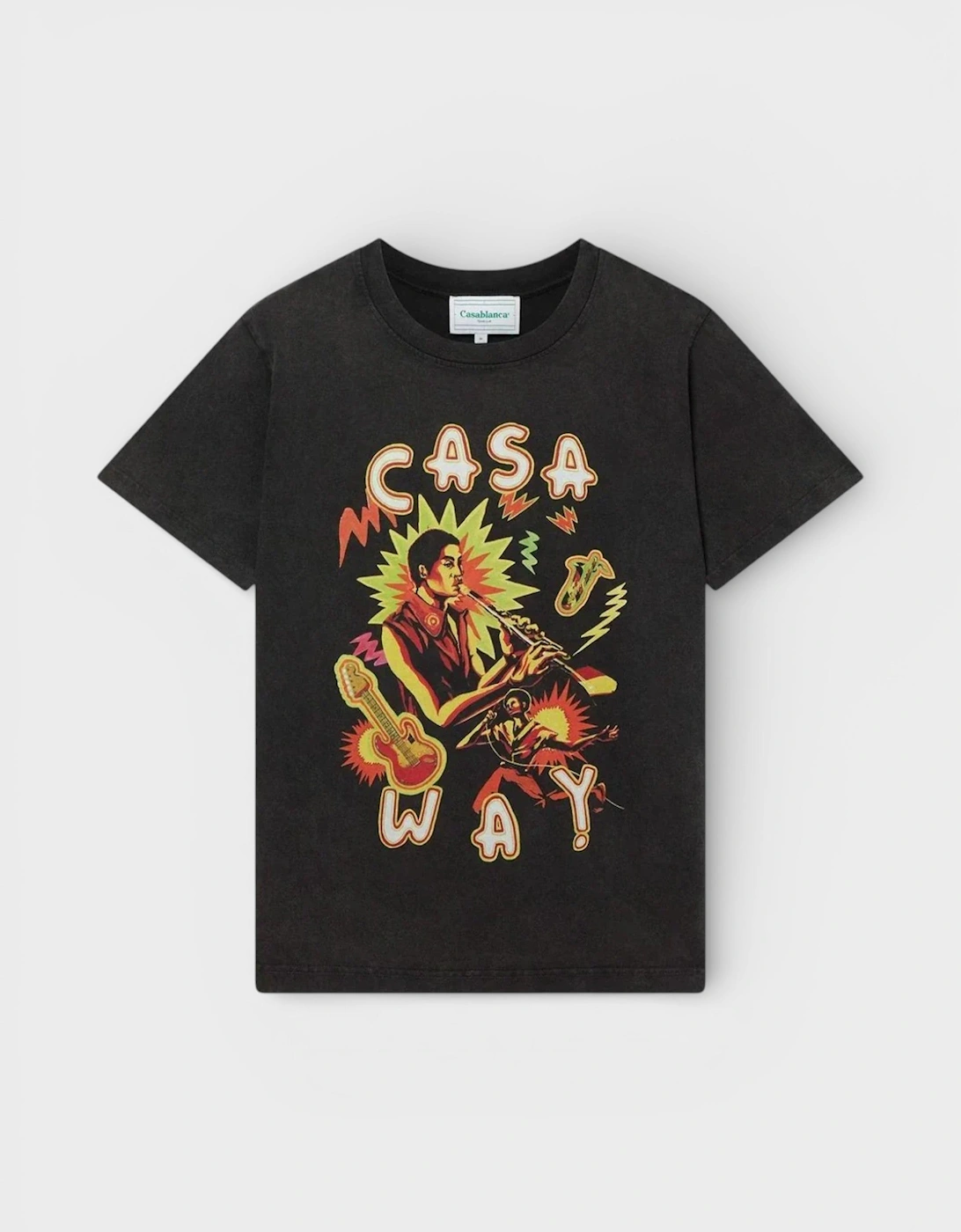 Casablanca Men's Black Printed T-Shirt Music For The People Faded  44 Xxl