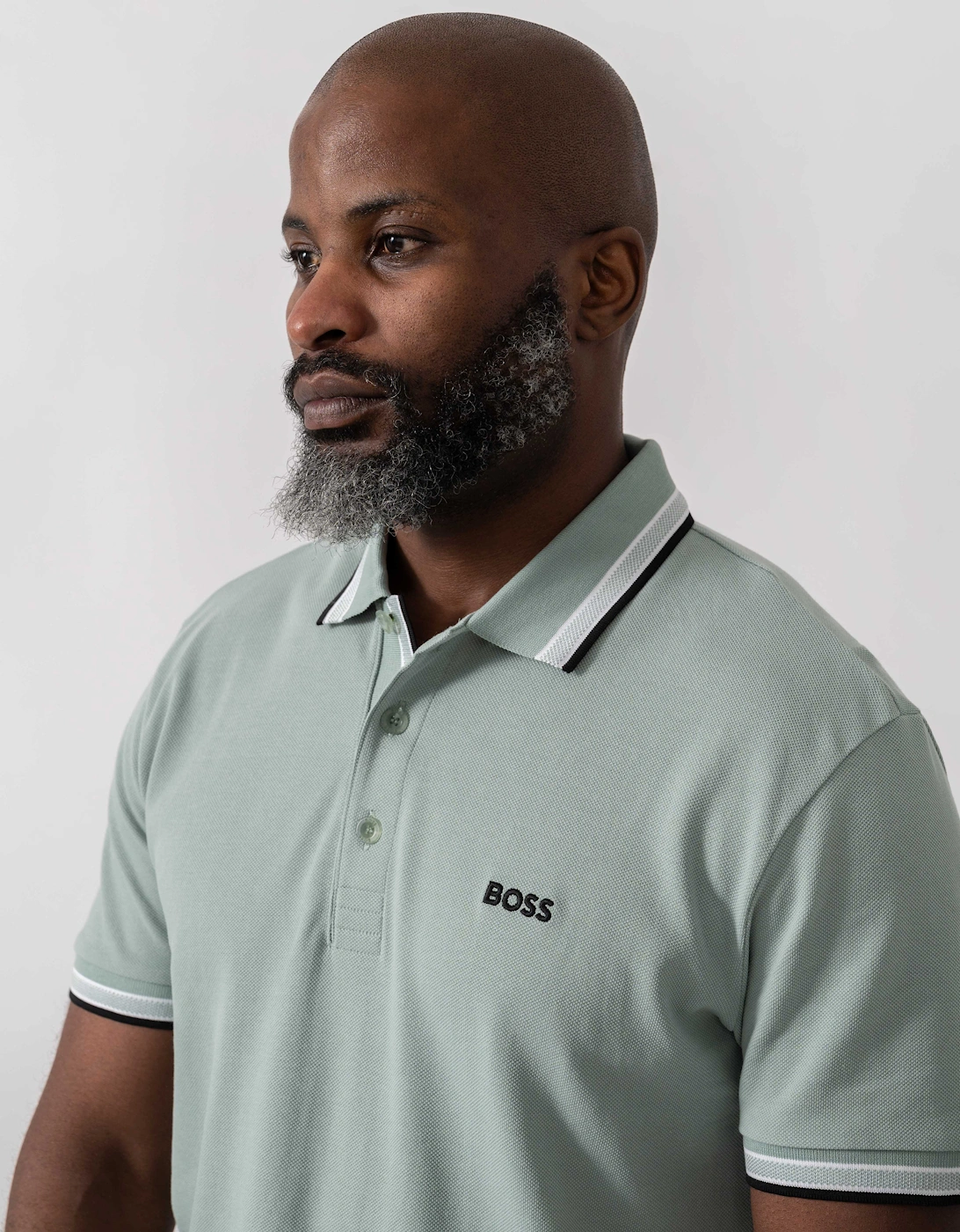 BOSS Green Paddy Mens Cotton-Piqué Polo Shirt with Contrast Logo - Open Green 360