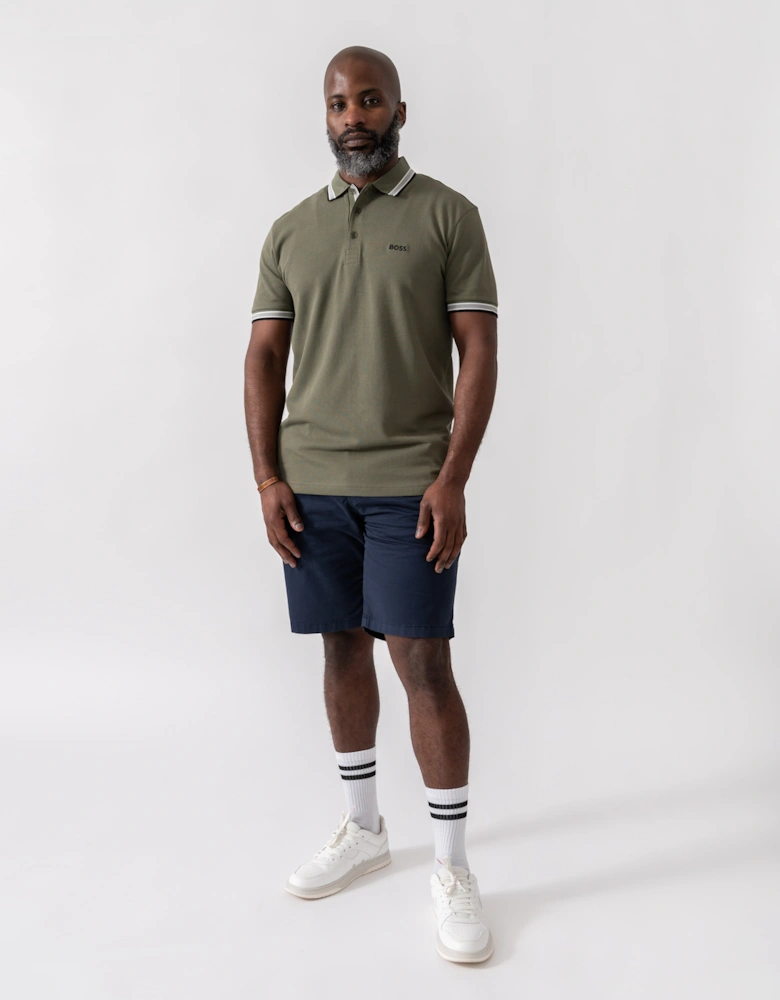 BOSS Green Paddy Mens Cotton-Piqué Polo Shirt with Contrast Logo - Dark Beige 258