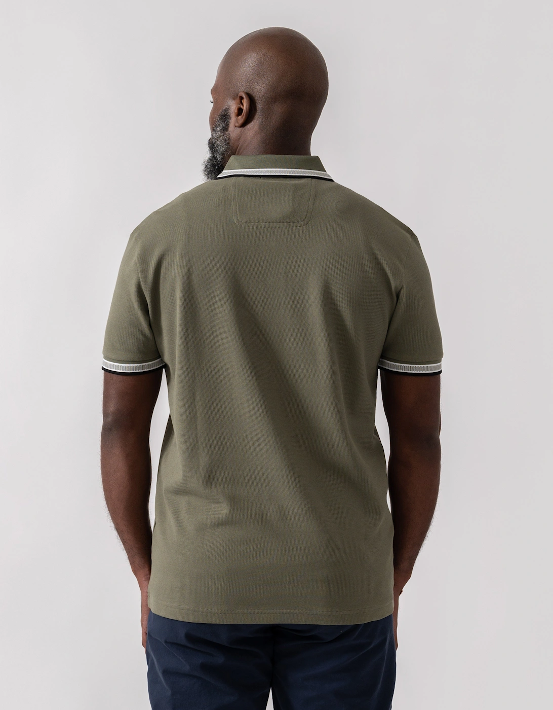 BOSS Green Paddy Mens Cotton-Piqué Polo Shirt with Contrast Logo - Dark Beige 258