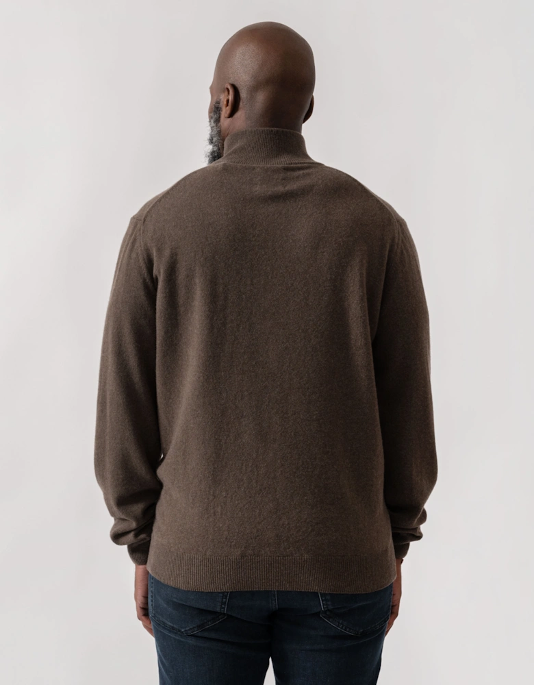 Mens Superfine Lambswool Half Zip Cardigan - 290 Seawood Melange