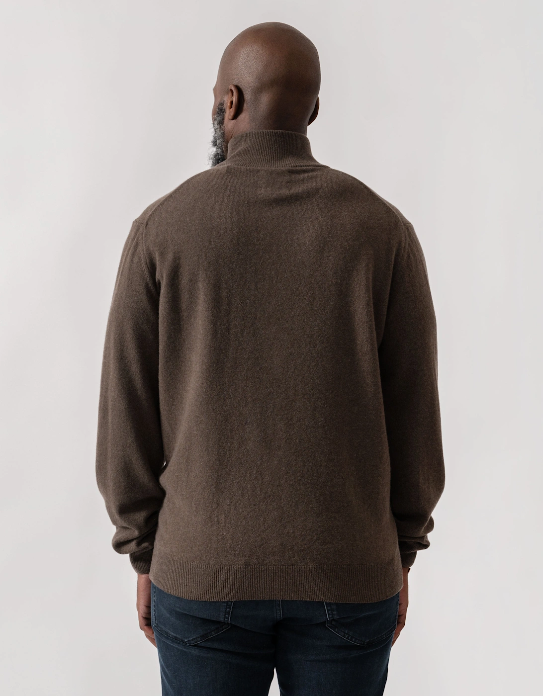 Mens Superfine Lambswool Half Zip Cardigan - 290 Seawood Melange