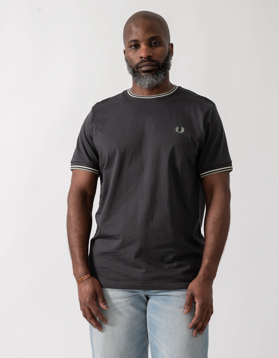 Mens Twin Tipped T-Shirt - Anchor Grey/Ecru/Seagrass 87A, 5 of 4