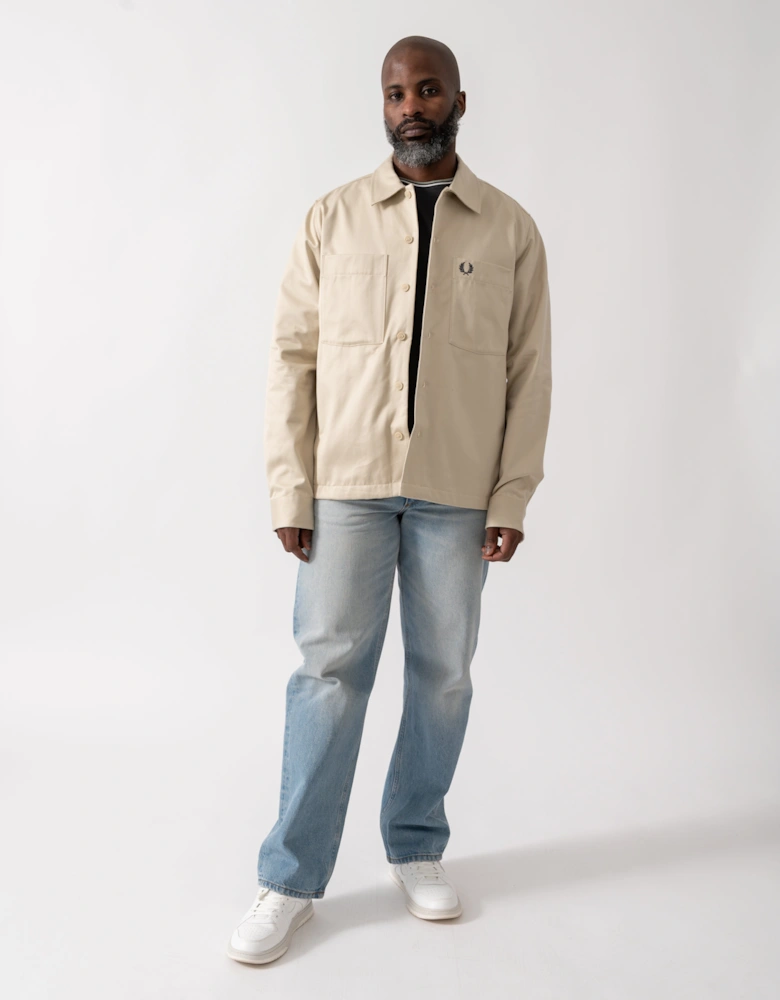 Mens Twill Overshirt - Oatmeal 691