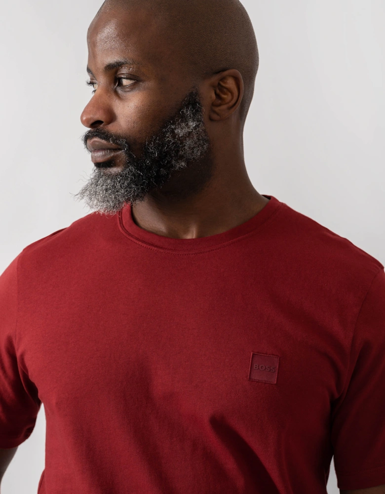 BOSS Orange Tales Mens Cotton-Jersey T-shirt With Logo Patch - Dark Red 605