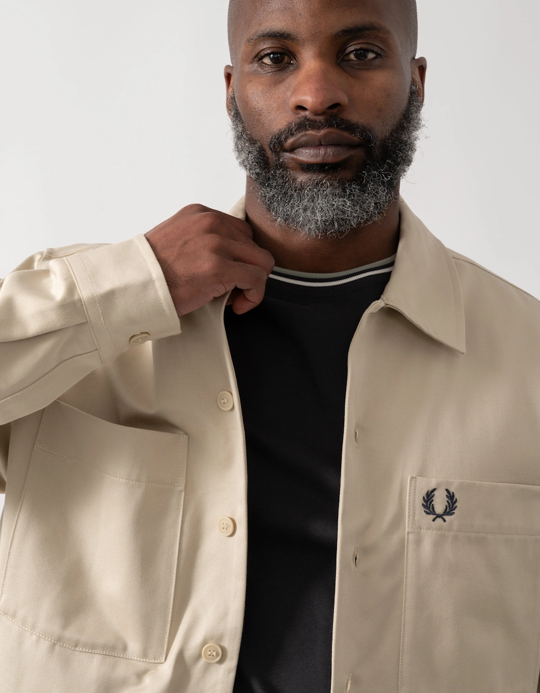 Mens Twill Overshirt - Oatmeal 691