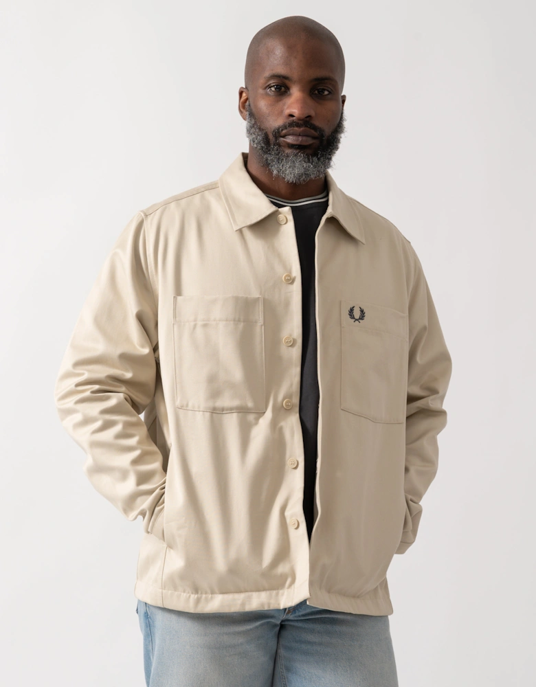 Mens Twill Overshirt - Oatmeal 691