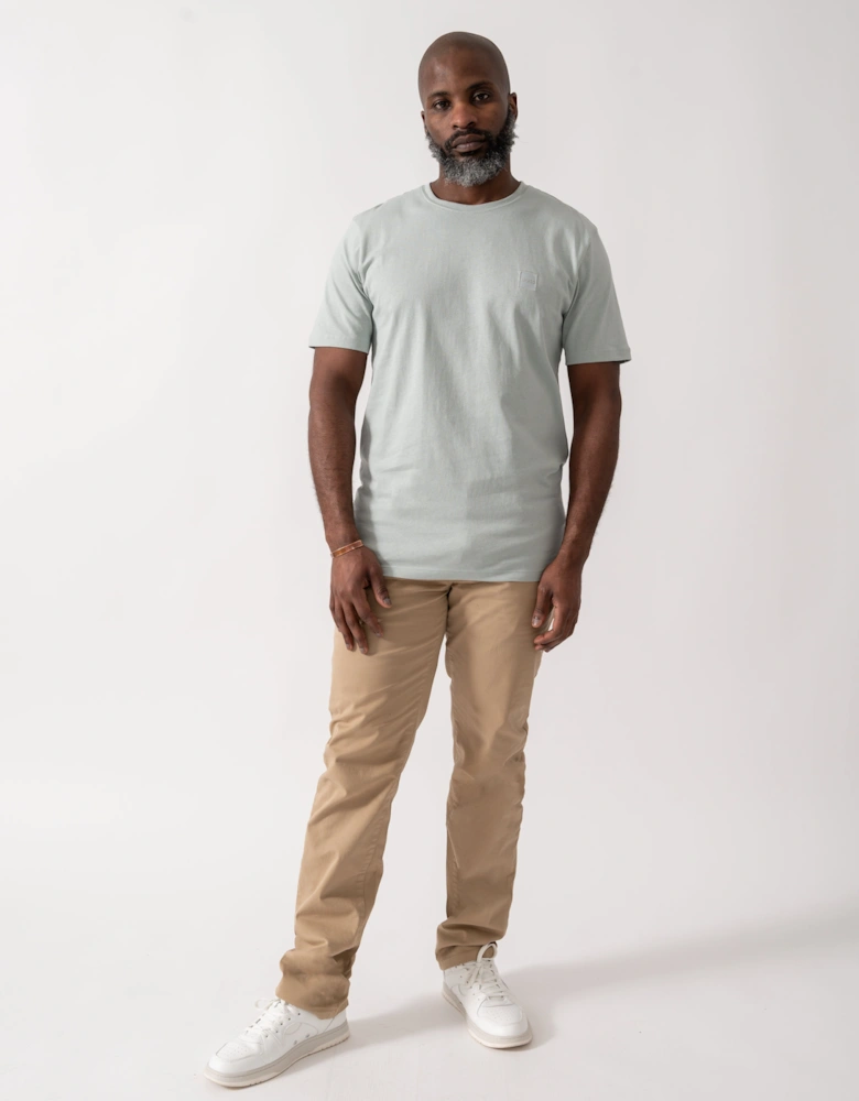 BOSS Orange Tales Mens Cotton-Jersey T-shirt With Logo Patch - Silver 043