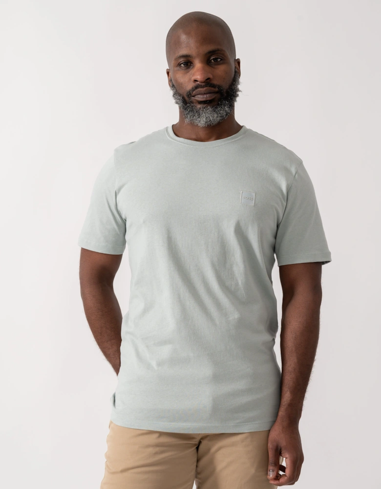 BOSS Orange Tales Mens Cotton-Jersey T-shirt With Logo Patch - Silver 043