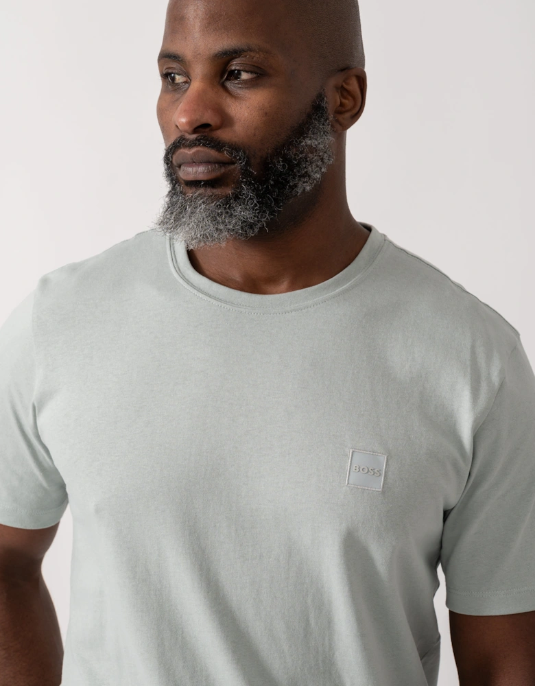 BOSS Orange Tales Mens Cotton-Jersey T-shirt With Logo Patch - Silver 043