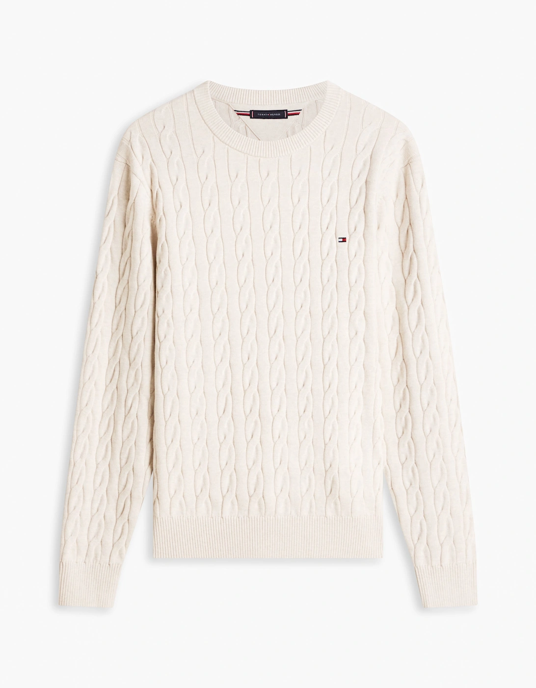 Classic Cable Mens Crew Jumper - Heathered Oatmilk