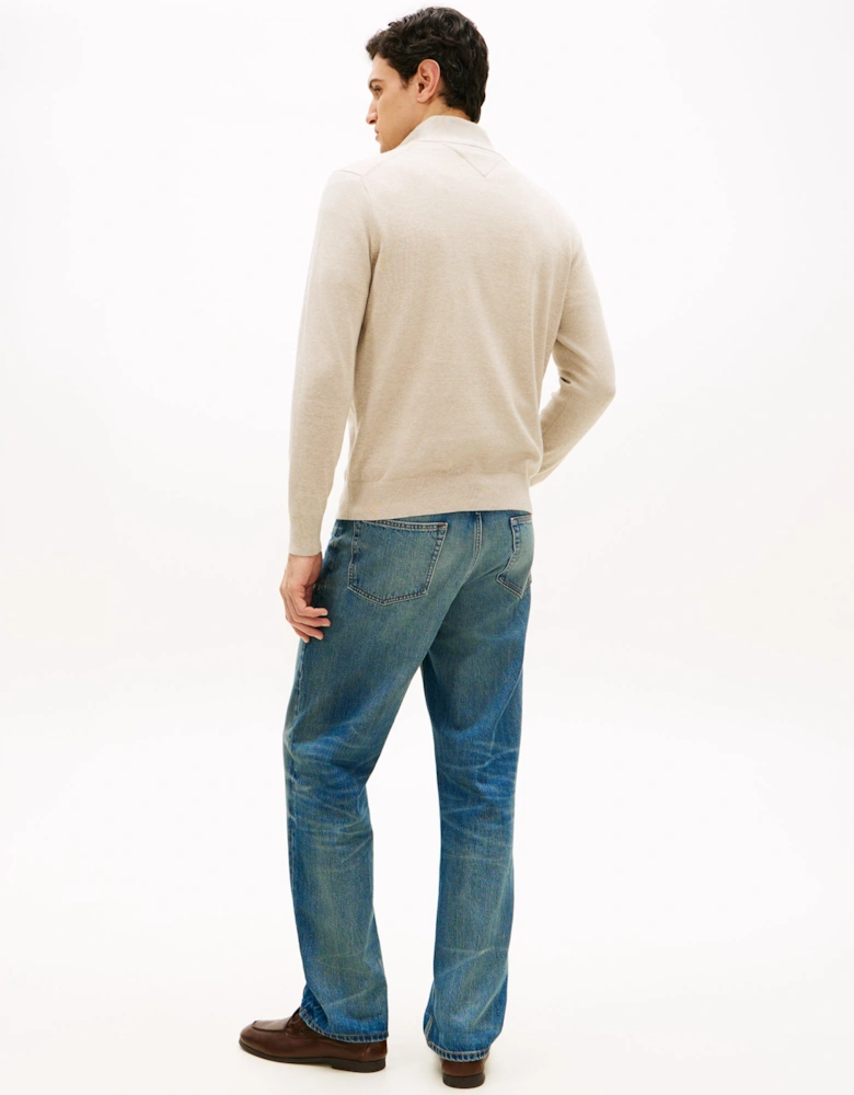 Essential Cotton 1/4 Zip Mock Mens Sweatshirt - Sandalwood Heather