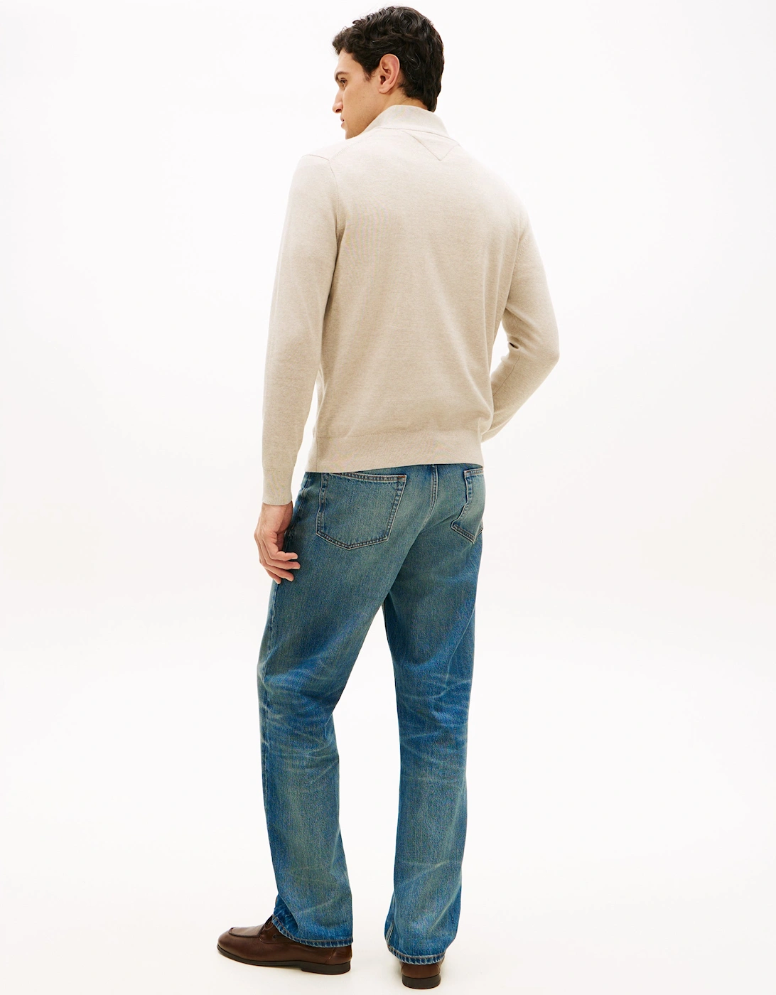 Essential Cotton 1/4 Zip Mock Mens Sweatshirt - Sandalwood Heather