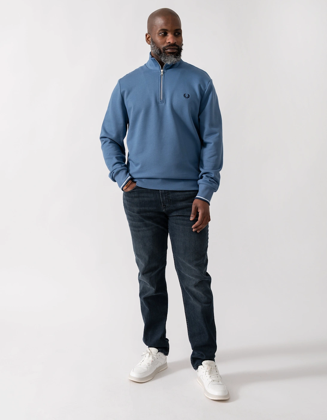 Mens Half Zip Sweatshirt - Ace Blue/Snow White/Tennis Blue 89A
