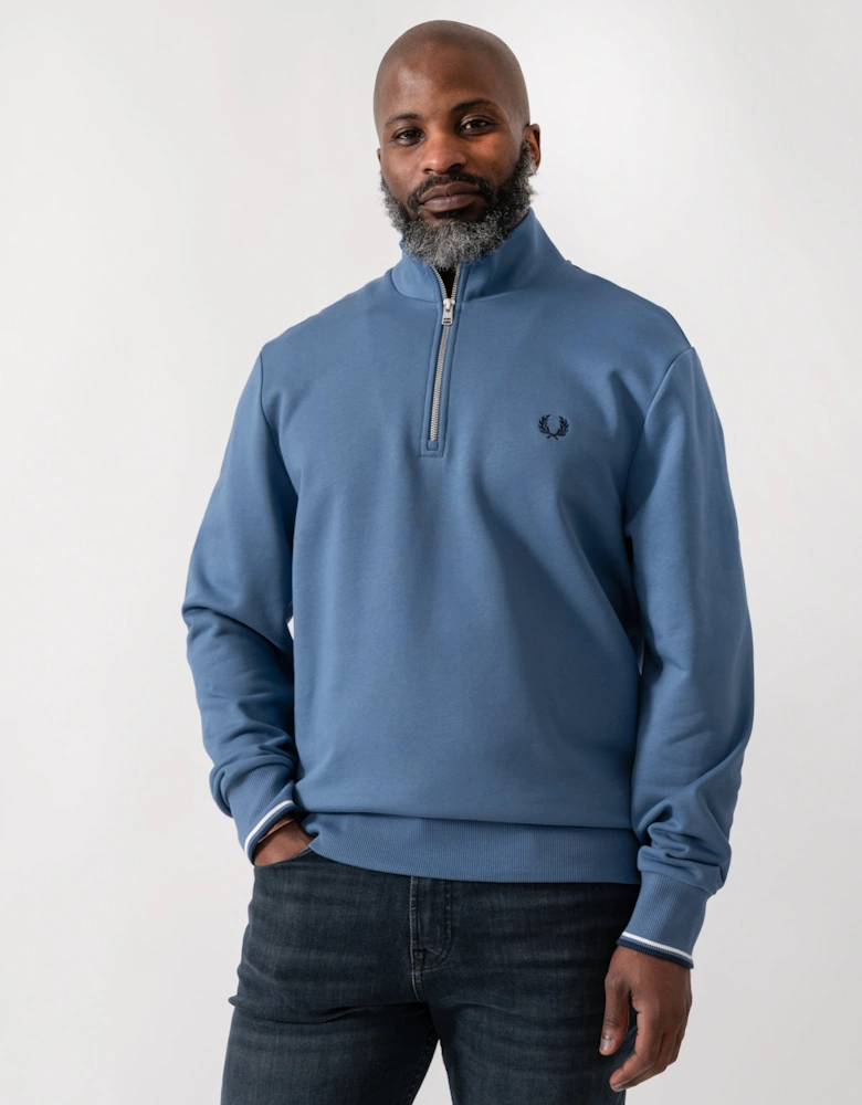Mens Half Zip Sweatshirt - Ace Blue/Snow White/Tennis Blue 89A