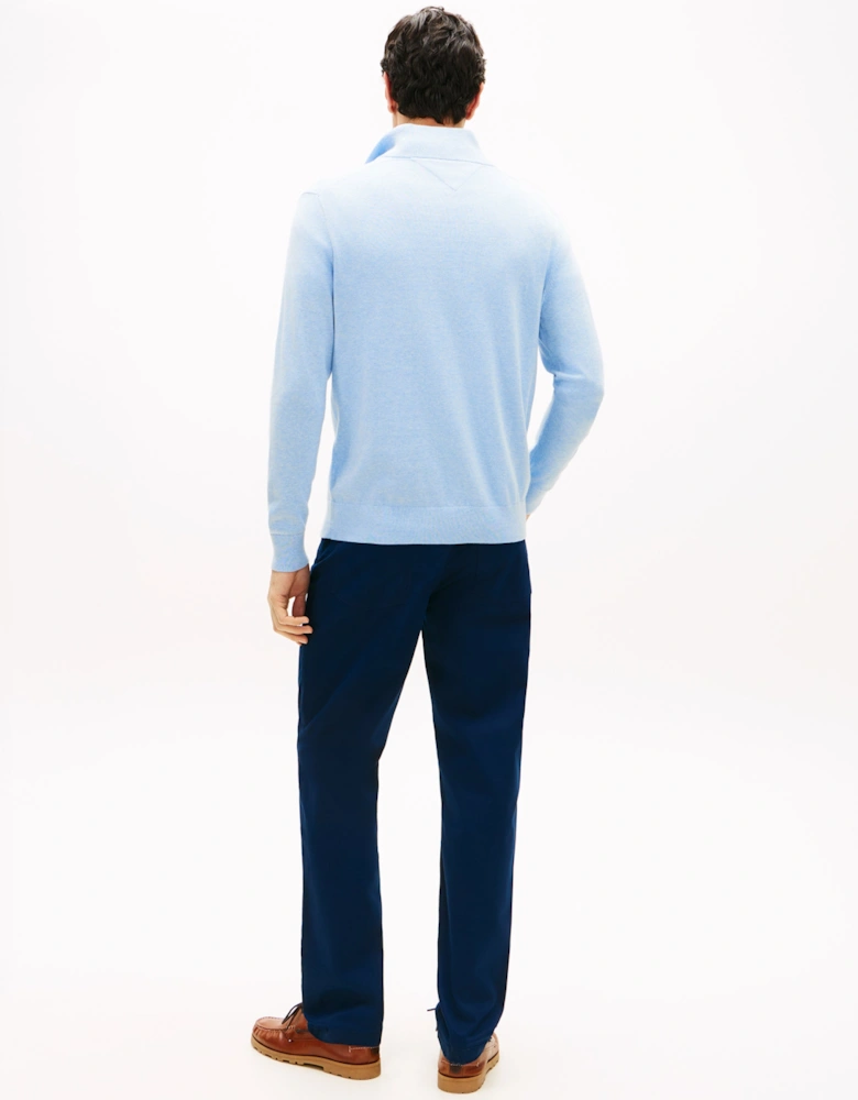 Essential Cotton 1/4 Zip Mock Mens Sweatshirt - Vessel Blue Heather