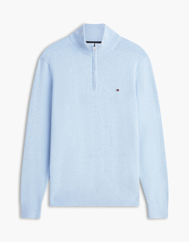 Essential Cotton 1/4 Zip Mock Mens Sweatshirt - Vessel Blue Heather