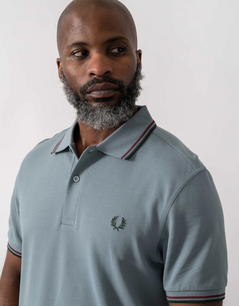 Mens Twin Tipped Signature Polo Shirt - Stockport Blue/Oxblood/Grassroots 98A