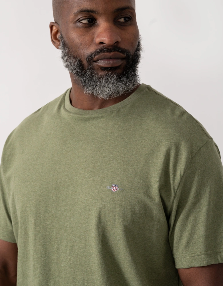 Mens Regular Fit Short Sleeve Shield Logo T-Shirt - 391 Dark Cactus Melange