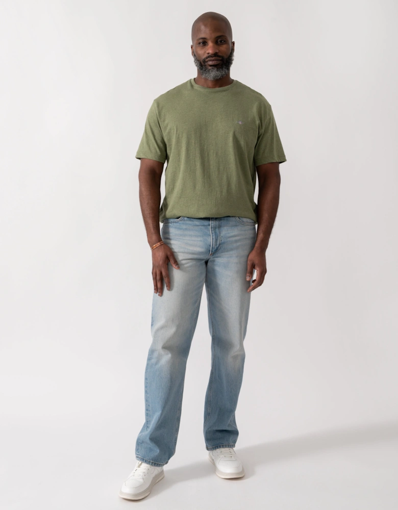 Mens Regular Fit Short Sleeve Shield Logo T-Shirt - 391 Dark Cactus Melange