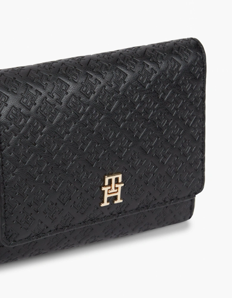 TH Icon Mono Womens Trifold Wallet - Black