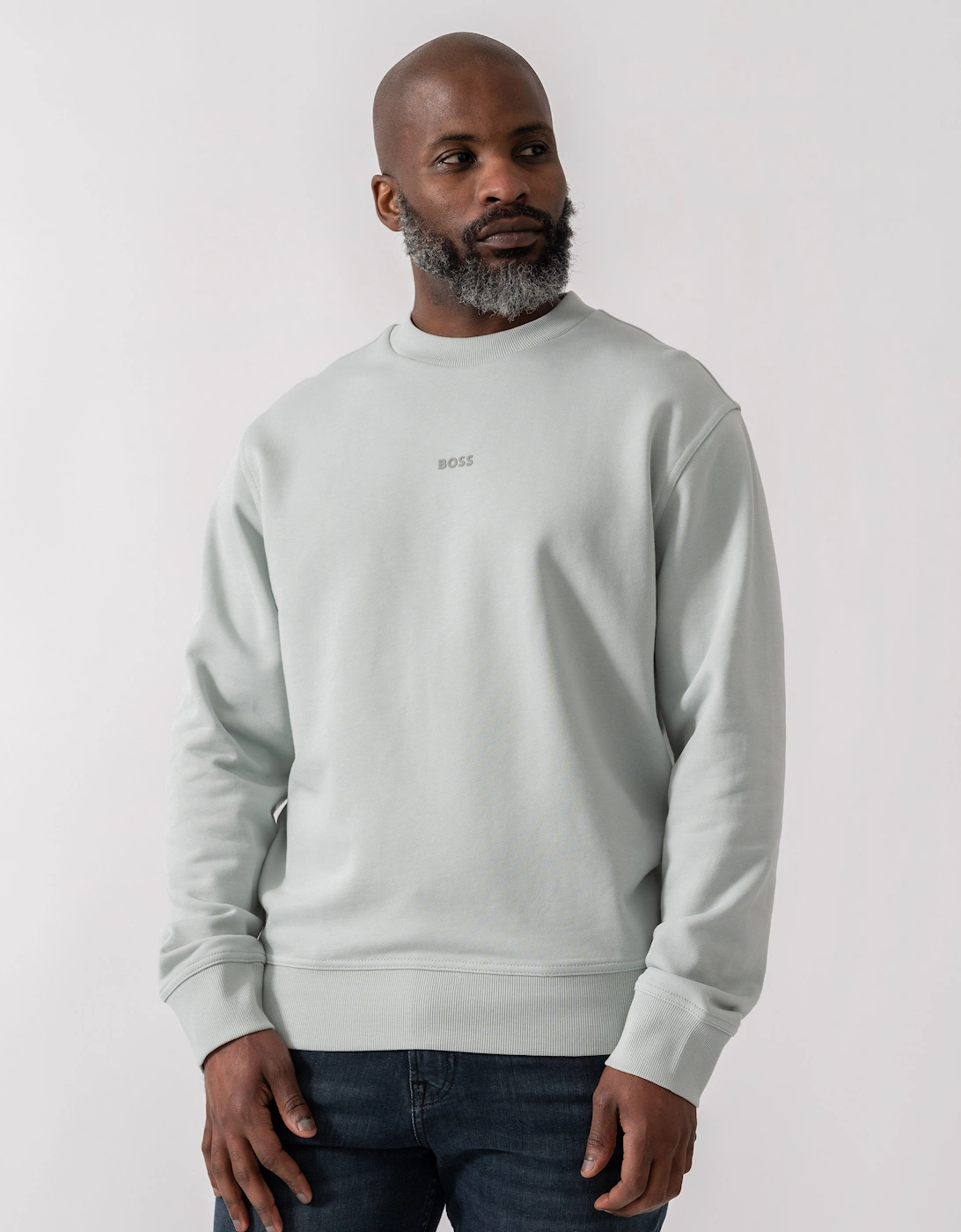 Hugo Boss Men's Grey Boss Orange Wesmallcrew Sweatshirt - Silver 043 - Size: 40
