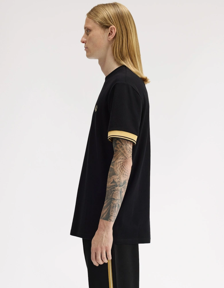 M2396 Twin Tipped Cuff T-Shirt - Black/Champagne