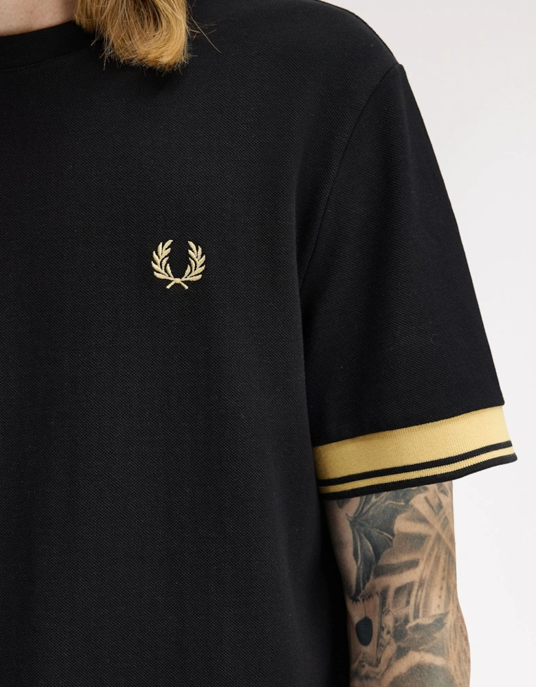 M2396 Twin Tipped Cuff T-Shirt - Black/Champagne