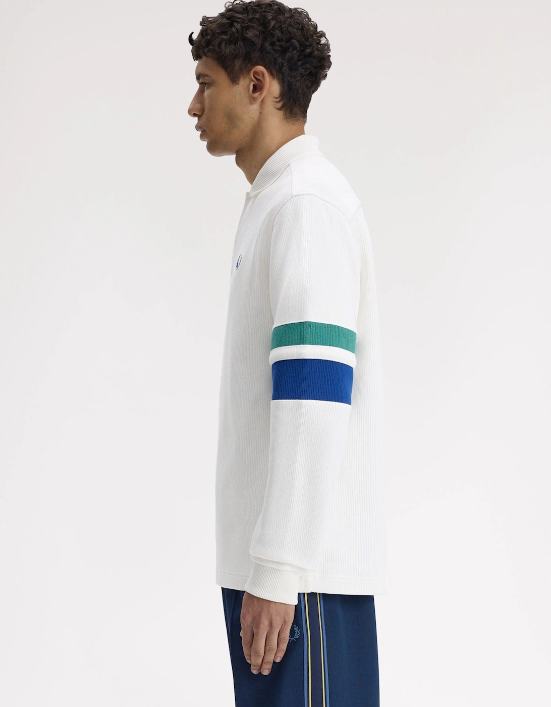 M2416 Tipped Sleeve Collared Sweat - Snow White