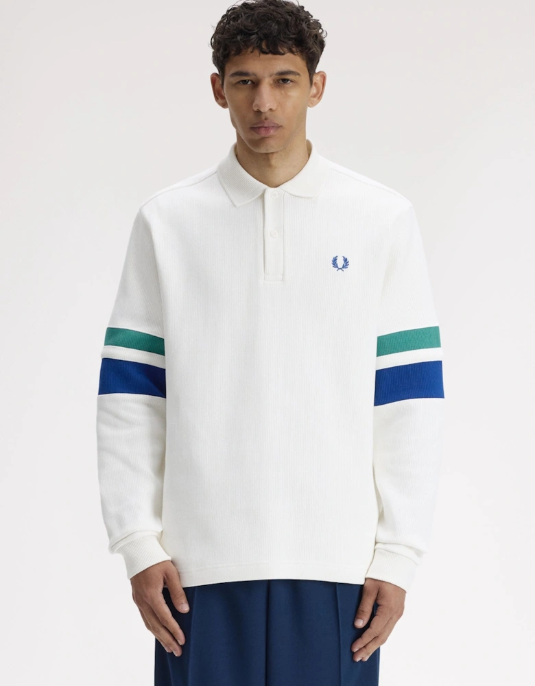 M2416 Tipped Sleeve Collared Sweat - Snow White