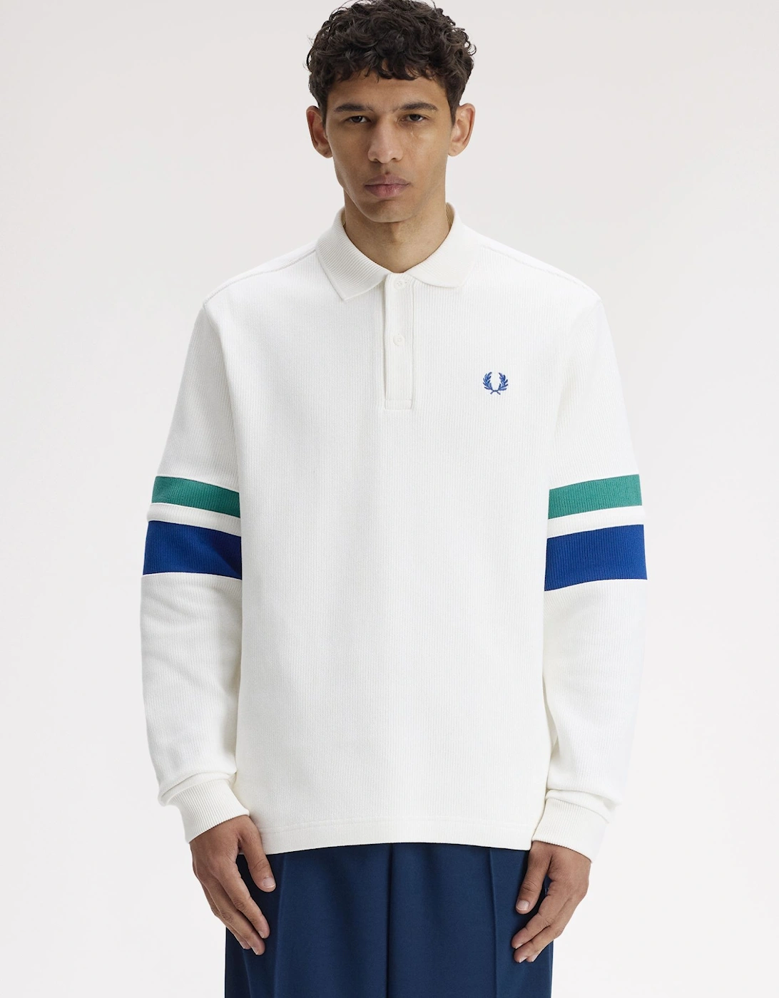 M2416 Tipped Sleeve Collared Sweat - Snow White