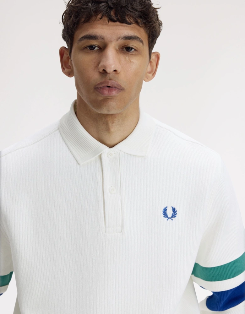 M2416 Tipped Sleeve Collared Sweat - Snow White