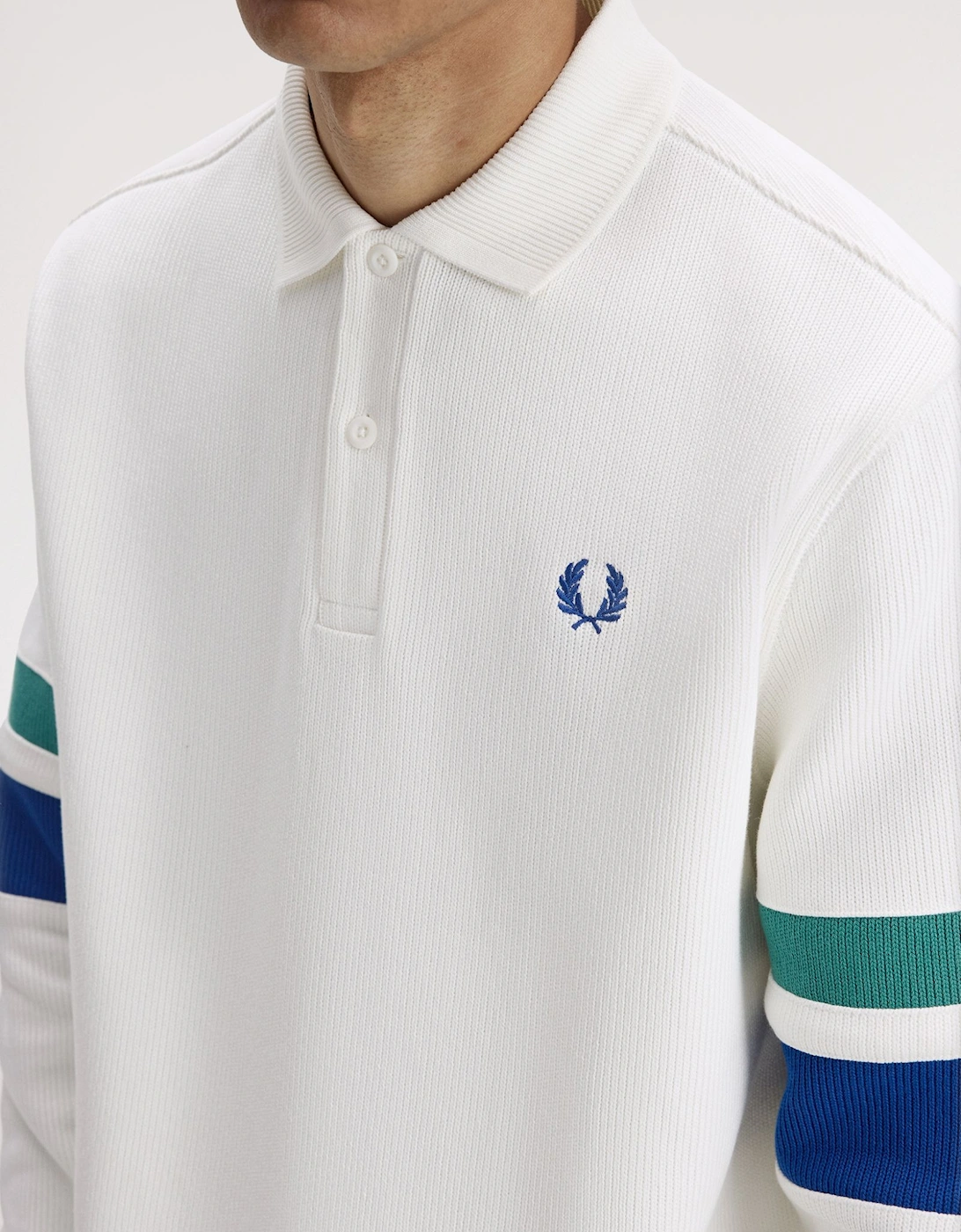 M2416 Tipped Sleeve Collared Sweat - Snow White