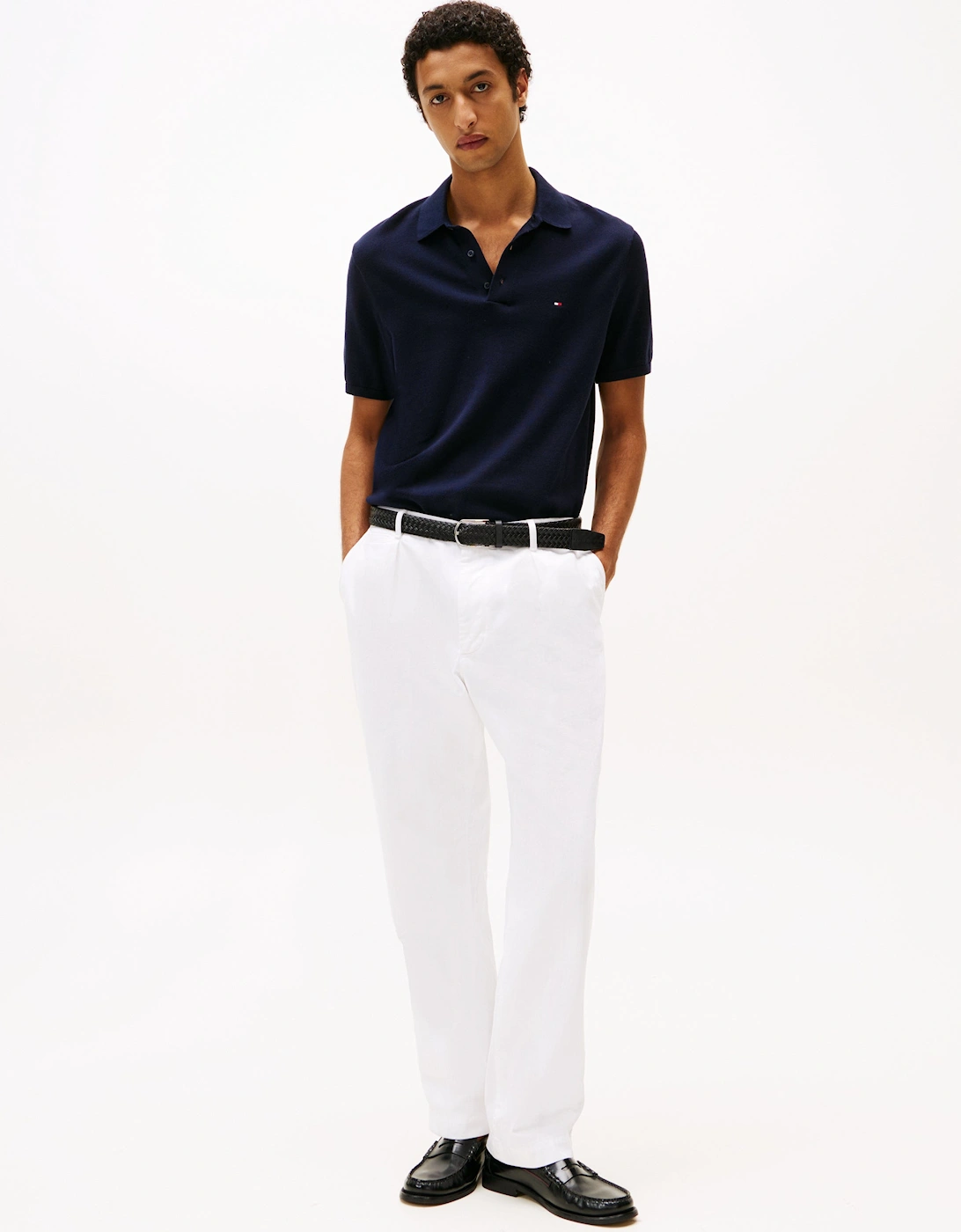 Essential Cotton Mens Knitted Polo - Desert Sky