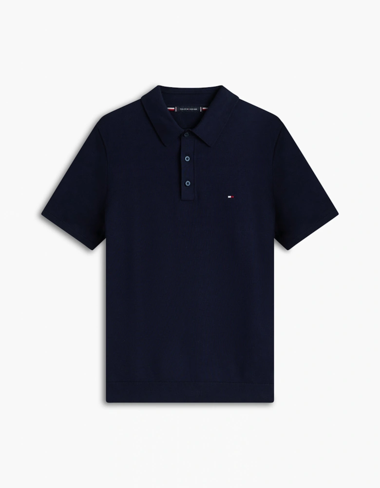 Essential Cotton Mens Knitted Polo - Desert Sky
