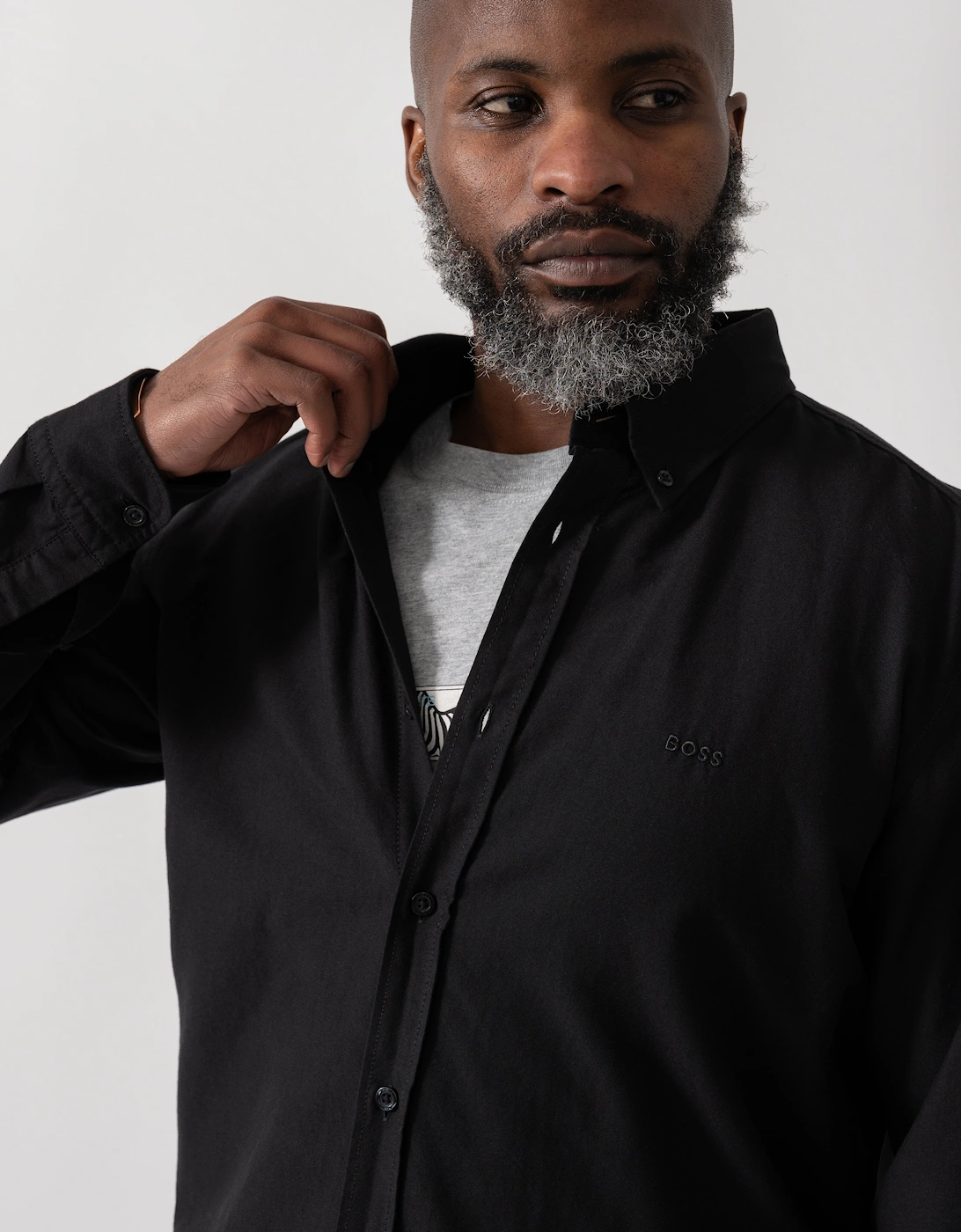 BOSS Orange Rickert Mens Long Sleeve Shirt - Black 002