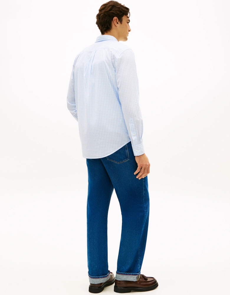 Flex Poplin Gingham Mens Long Sleeve Shirt - Sweet Blue/Check