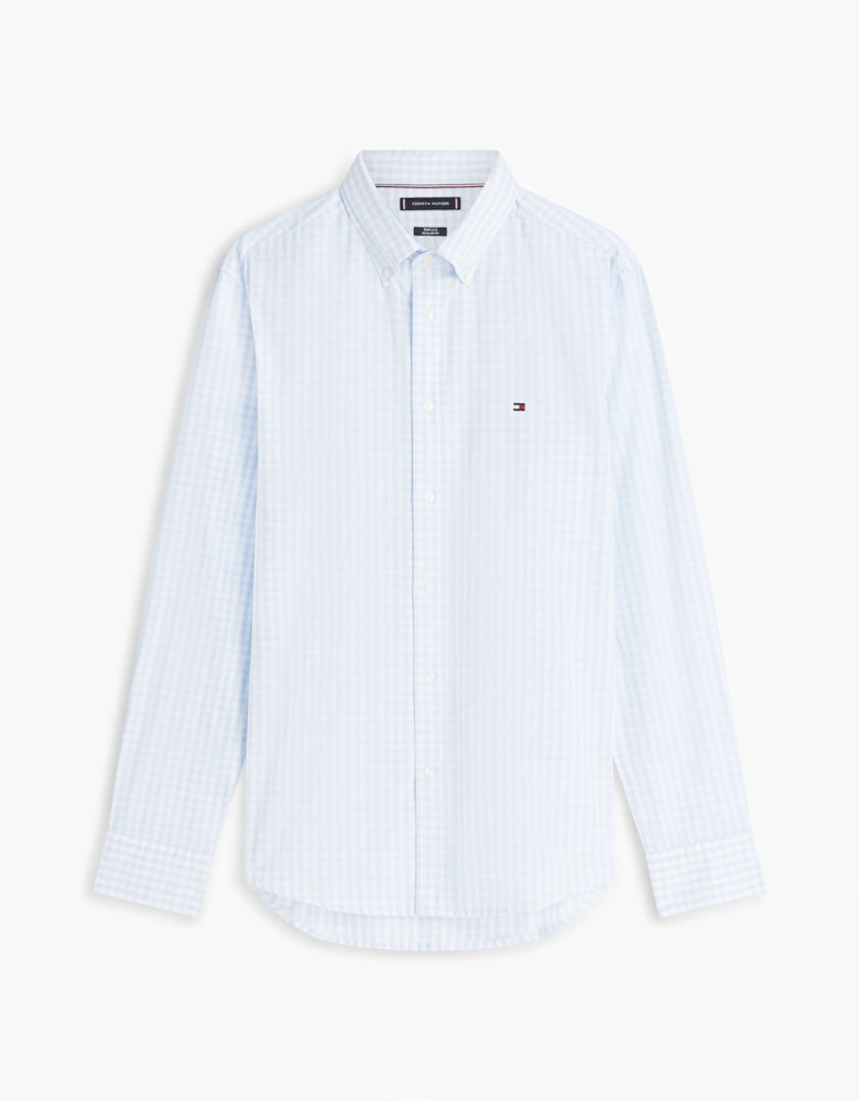 Flex Poplin Gingham Mens Long Sleeve Shirt - Sweet Blue/Check