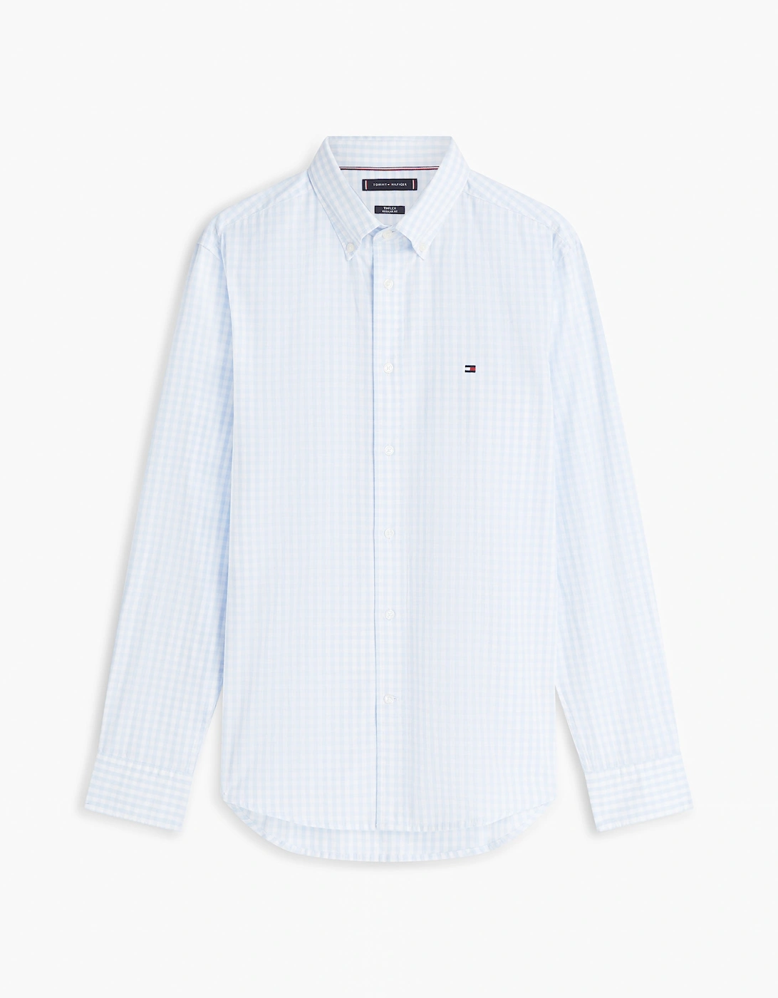 Flex Poplin Gingham Mens Long Sleeve Shirt - Sweet Blue/Check