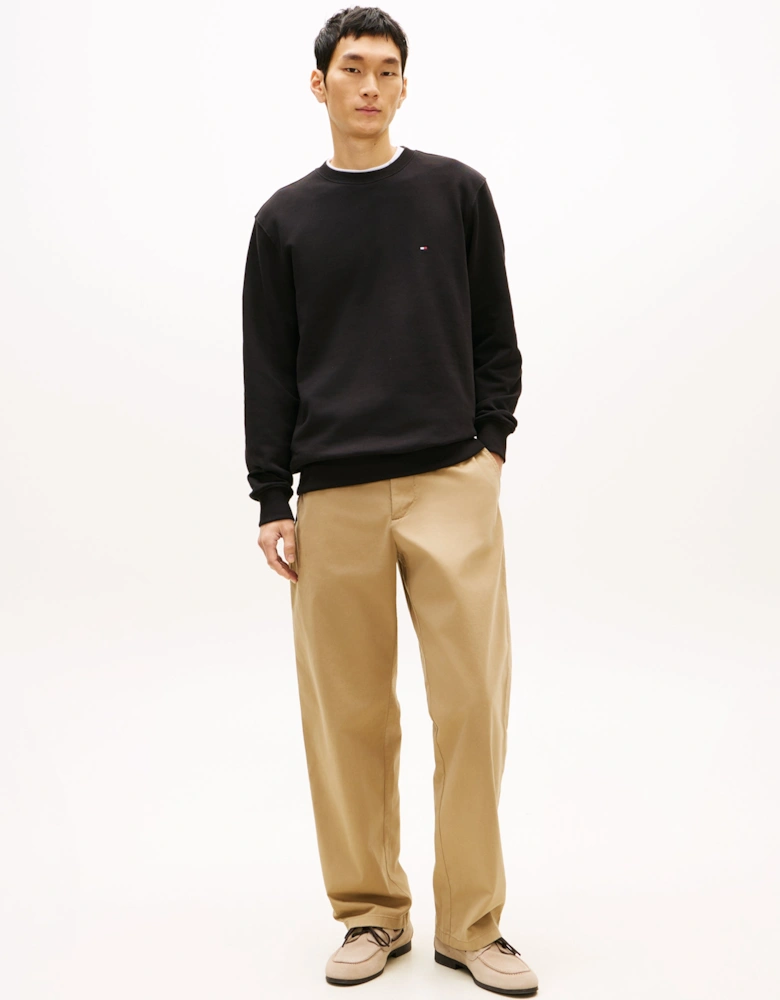 Essential Mens Terry Cotton Crew Neck - Black