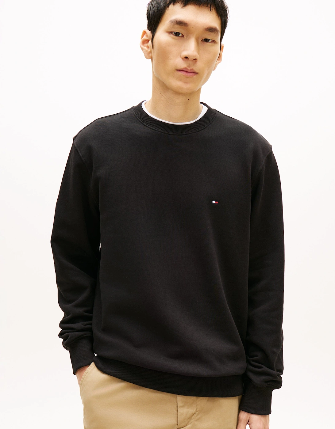 Essential Mens Terry Cotton Crew Neck - Black, 6 of 5
