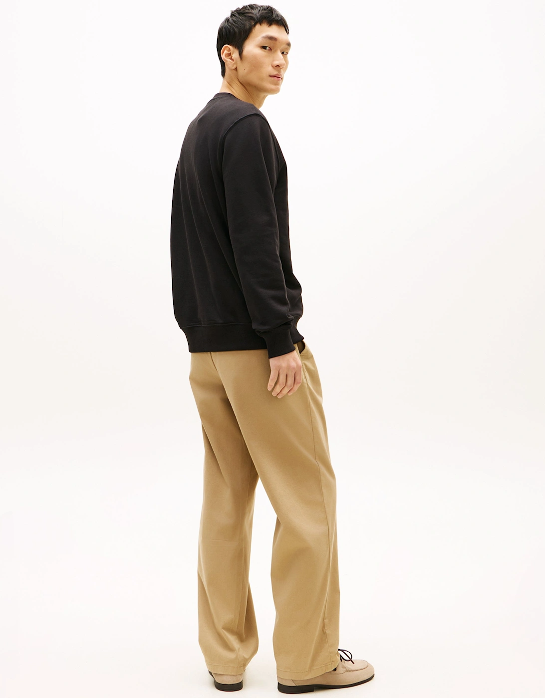 Essential Mens Terry Cotton Crew Neck - Black