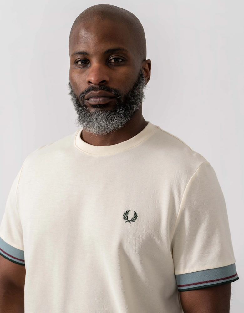 Mens Twin Tipped Cuff T-Shirt - Ecru 560