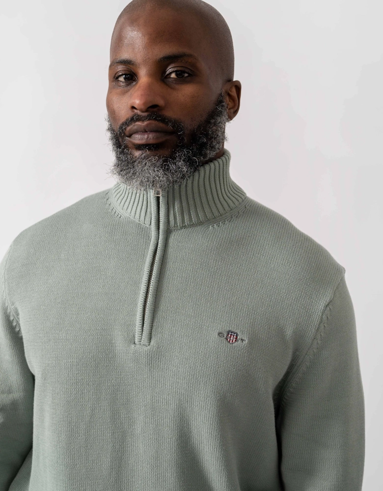 Mens Casual Cotton Half Zip Jumper - 10 Ceramic Grey